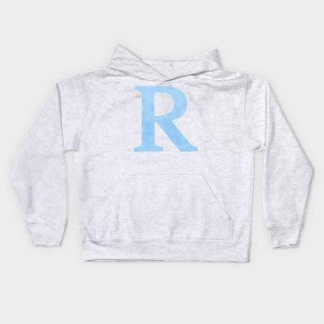 The Letter R Blue Metallic Kids Hoodie by Claireandrewss